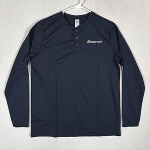 Snap-On Tools Sonic Blue Long Sleeve Short Men's Size Large Jersey Mesh Henley